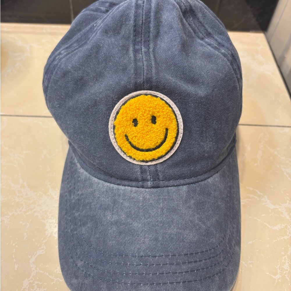 David and Young Yellow Smiley Face Baseball Cap in Navy